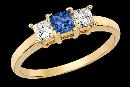1 ct. blue GENUINE diamonds 3-stone ring new gold 14k