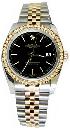 Black stick dial solid gold & steel rolex datejust watch diamond bezel jubilee
