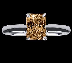 0.75 ct. champagne radiant diamond solitaire ring new