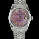 Date just rolex men watch SS jubilee bracelet fluted bezel pink diamond dial