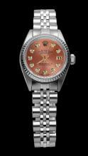 Brown diamond dial rolex date just lady watch SS jubilee bracelet rolex