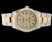 Brown stick dial perpetual date just watch rolex SS & gold oyster bracelet