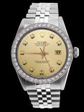 Champagne diamond dial bezel gents date just watch SS jubilee rolex bracelet