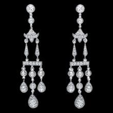 Diamonds Chandelier earring 3.5 carat white gold hanging jewelry women
