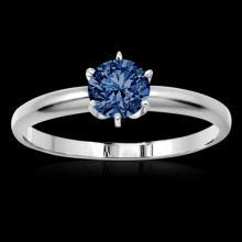 1 carat Blue diamond solitaire engagement ring gold white