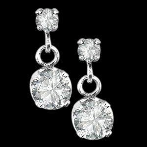 2.40 carats sparkling round brilliant diamonds dangle earrings pair