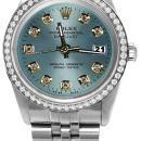 Blue diamond dial rolex date just SS jubilee bracelet diamond bezel watch