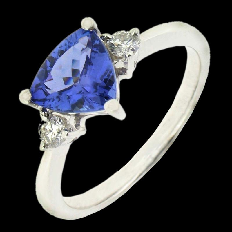 Tanzanite �AAA� trillion & round diamonds 5.01 carat wedding ring new
