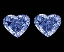 Heart shape blue loose diamonds pair 1.50 carat diamond