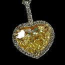 Heart yellow canary & white diamonds pendant 4 ct. new