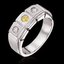 1 carat certified yellow diamonds 3-stone engagement ring gold men's