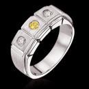 1 carat certified yellow diamonds 3-stone engagement ring gold men's