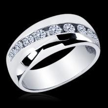 1.25 CT. MEN'S ROUND CUT DIAMOND WEDDING BAND RING 14K White gold