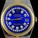 Fluted bezel rolex blue string diamond dial datejust men watch SS & gold jubilee