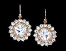Diamonds dangle earrings pair yellow gold 2.50 carat diamond ear ring