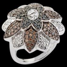 Flower design diamond ring black chocolate diamonds