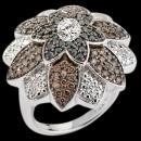 Flower design diamond ring black chocolate diamonds