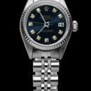 Fluted bezel black diamond dial rolex ladies date just watch jubilee SS datejust