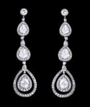 Pear diamonds dangle earring pair 2.50 carat diamond chandelier