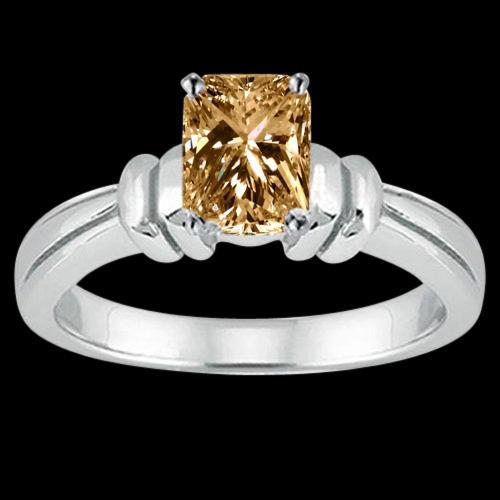 1.25 cts. radiant cognac diamond solitaire ring wedding