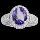 Oval tanzanite & diamonds 7.15 carat ring pave diamonds white gold 18K