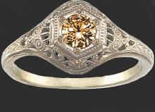 0.85 carat Champagne diamonds ring antique gold ring