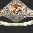 0.85 carat Champagne diamonds ring antique gold ring