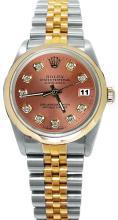 Brown diamond dial rolex datejust watch two tone rolex lady man