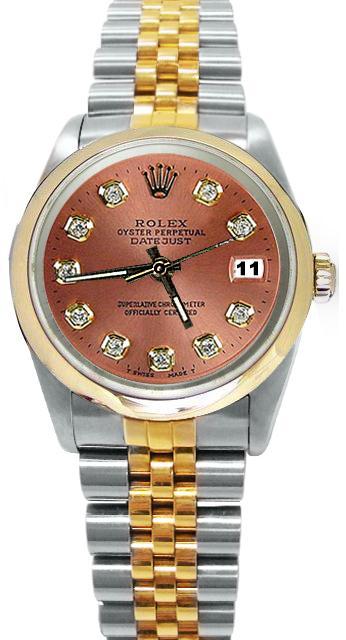 Brown diamond dial rolex datejust watch two tone rolex lady man