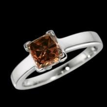 Champagne diamond radiant cut solitaire engagement ring 1.50 carats