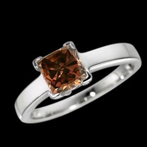Champagne diamond radiant cut solitaire engagement ring 1.50 carats