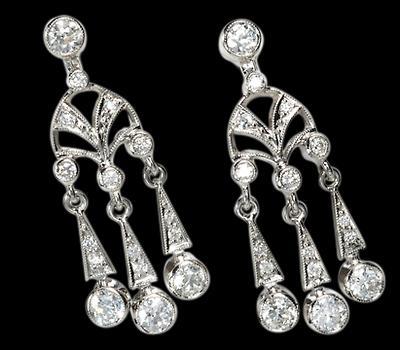 Chandelier diamond earrings 2.25 carat diamonds jewelry gold white