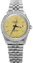 Diamond bezel champagne stick dial rolex date just SS jubilee watch