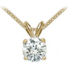 Pendant E VVS1 round diamond 2 carat yellow gold pendant with chain