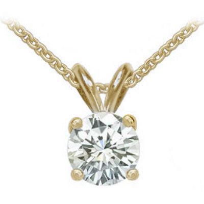 Pendant E VVS1 round diamond 2 carat yellow gold pendant with chain