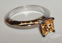 Sparkling chocolate princess diamond solitaire ring 1ct