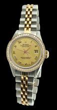 SS & gold champagne roman dial women watch rolex datejust jubilee