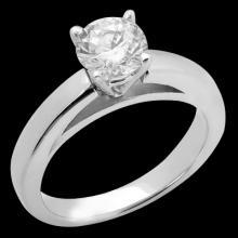 Cathedral setting 1.01 carat diamond solitaire ring solid white gold 14K