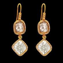 Chandelier diamonds 4 carat earring yellow gold 14K ear ring