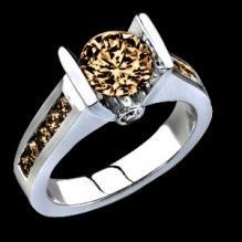 1.4 ct. Champagne diamond solitaire ring with accents