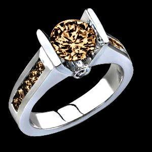 1.4 ct. Champagne diamond solitaire ring with accents