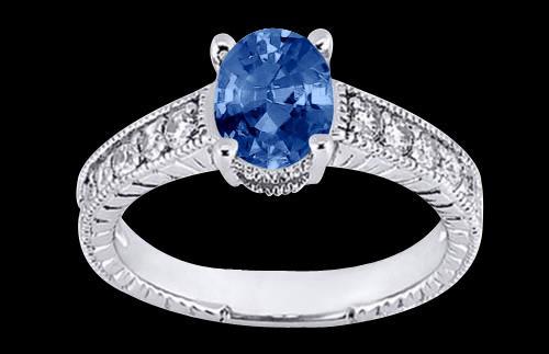 1.75 carats oval cut white blue diamonds ring new gold