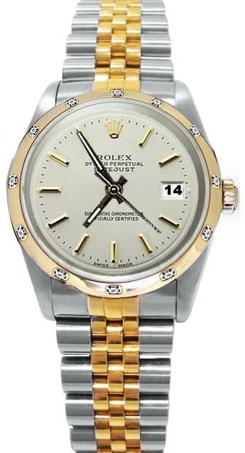 WHITE Rolex datejust watch diamond bezel pearlmaster jubilee bracelet two tone