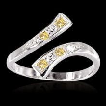 Yellow canary & white diamonds 1 carat ring gold white