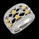 Yellow canary & white diamonds 2 carats Lattice ring