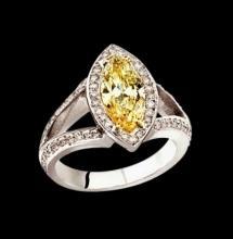 Yellow canary & white diamonds 2.76 ct. ring white gold