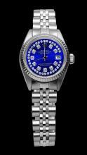 Rolex Blue double row diamond dial SS jubilee bracelet lady datejust watch