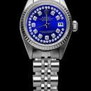 Rolex Blue double row diamond dial SS jubilee bracelet lady datejust watch