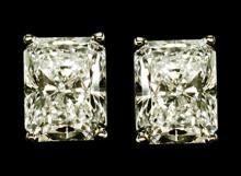 Radiant cut diamond studs 2 ct. earrings white gold