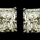 Radiant cut diamond studs 2 ct. earrings white gold